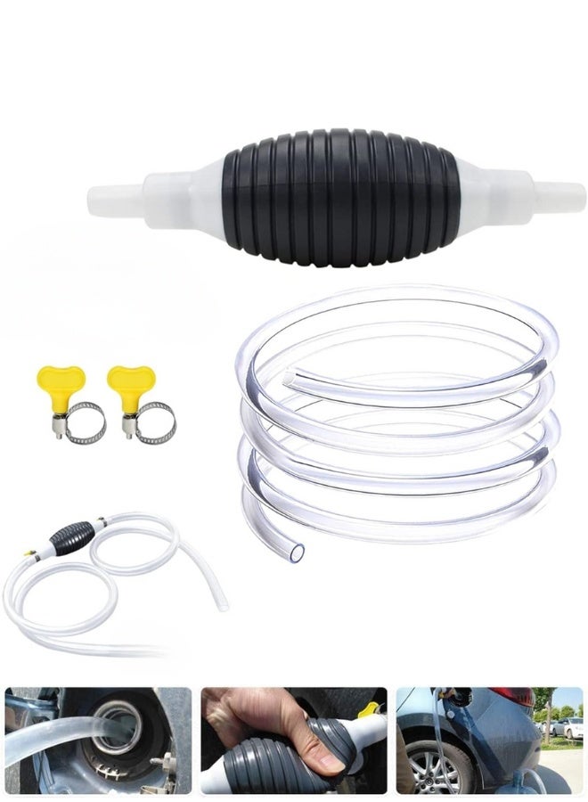 مضخة سيفون يدوية عالية التدفق لنقل البنزين والديزل مع خرطوم PVC شفاف بطول 2 متر متين ومقاوم للزيوت والحرارة، مضخة نقل وقود محمولة سريعة التشغيل بصمام مانع رجوع لتعبئة السيارات والطوارئ وتغيير مياه حوض السمك ونقل الماء والزيت والسوائل المختلفة بسهولة وكفاءة - Image 1